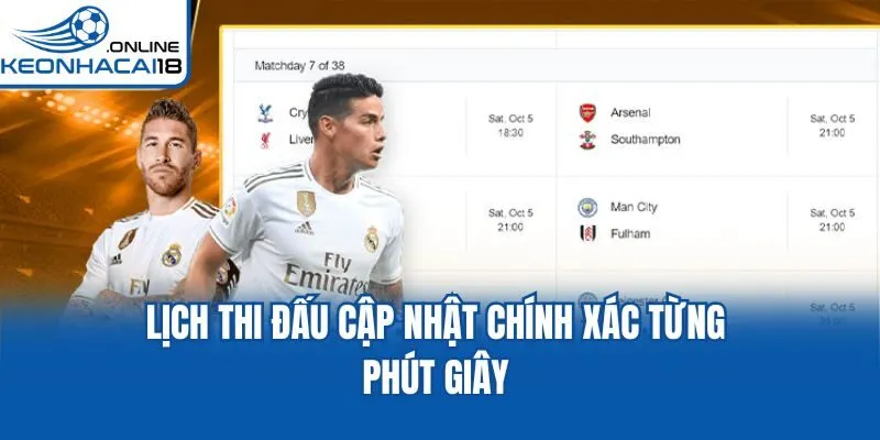 Lịch thi đấu cập nhật chính xác từng phút giây